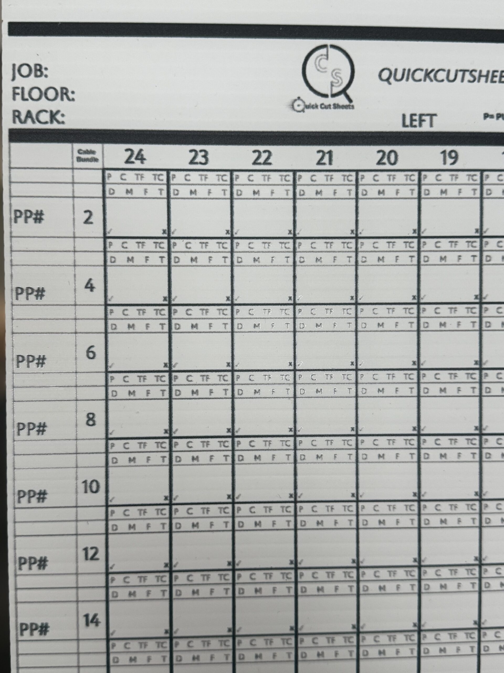 New way - Quick Cut Sheet